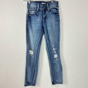 Buckle Kancan Signature Jeans Mid Rise Ankle Skinny Denim Blue Wash Teagan Tears